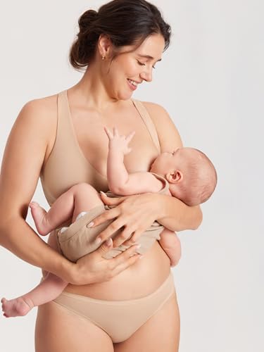MOMANDA Crossover Nursing Bras for Breastfeeding - color: Wheat Beige, size: X-Large