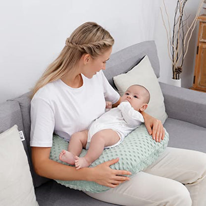 Nursing Pillow and Positioner with Cover for Breastfeeding - color: Green