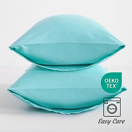 NTBAY Standard Microfiber Pillowcases, Set of 2, Aqua - color: Aqua, size: Standard (20"x26")