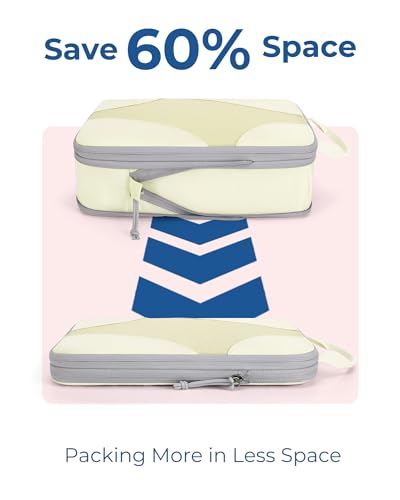 Bagsmart Compression Packing Cubes, Travel Bag Cruise Ship Essentials - color: Beige, size: 6 Set