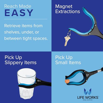 LIFE WORKS Reacher Grabber Tool, Senior Pickup, Long Trash Picker Upper