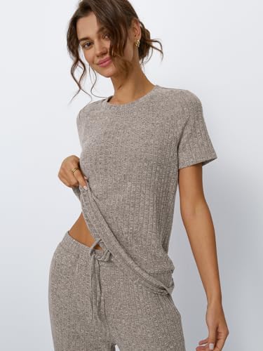 LILLUSORY Womens Lounge Sets 2 Piece Matching Travel Outfits - color: Khaki, size: X-Large