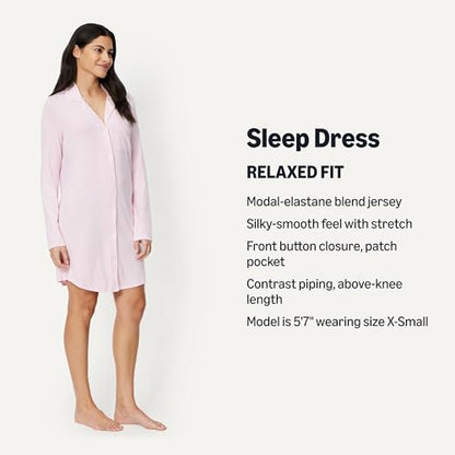 Amazon Essentials Women's Breathable Piped Nightshirt (Available in Plus Size) - color: Pink, size: Large
