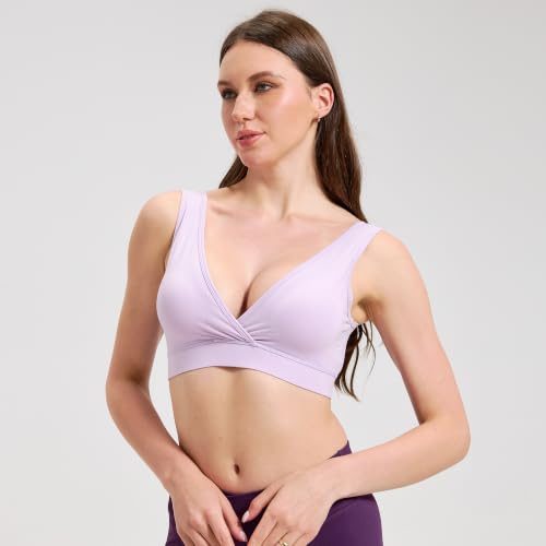 netdraw Padded Bamboo Viscose Nursing Sleep Bra - color: Lavender, size: X-Large