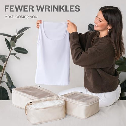 Aerotrunk Compression Packing Cubes for Travel, 2-Pack, Beige - color: Beige, size: 2-Pack