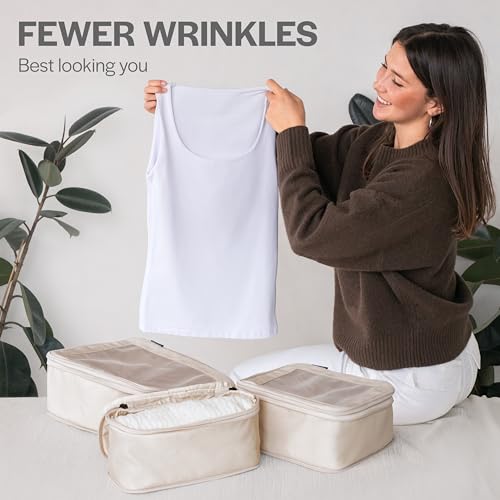 Aerotrunk Compression Packing Cubes for Travel, 2-Pack, Beige - color: Beige, size: 2-Pack