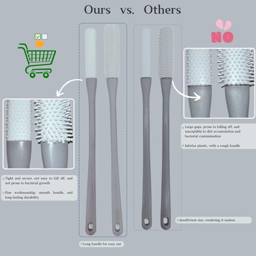 Toe Cleaning Brush with 15.7" Long Handle, Foot Scrubber in Shower - color: Grey