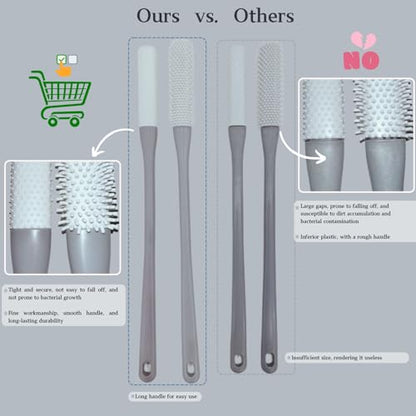 Toe Cleaning Brush with 15.7" Long Handle, Foot Scrubber in Shower - color: Grey