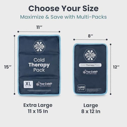 Pelegon Ice Packs for Injuries Reusable XL (11" x 15") Ice Pack for Knee, Reusable Gel Ice Pack for Back, Large Flexible Cold Pack for Shoulder, Hip & Neck, Soft Fabric Side, Leakproof Design - 2 Pack - size: XL (2 Pack)