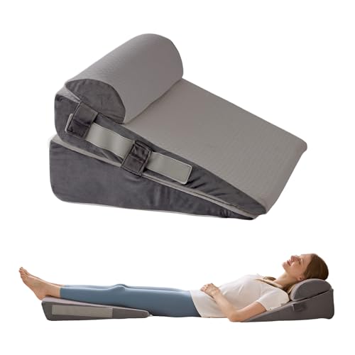 3Pcs Wedge Pillow Set for After Surgery,Acid Reflux Relief, Adjustable Bed Wedge Pillows for Sleeping,Anti Snore, Memory Foam Triangle Pillow for Back&Neck&Shoulder Pain Relief, Grey - color: Grey, size: 12 IN+1 Head pillow