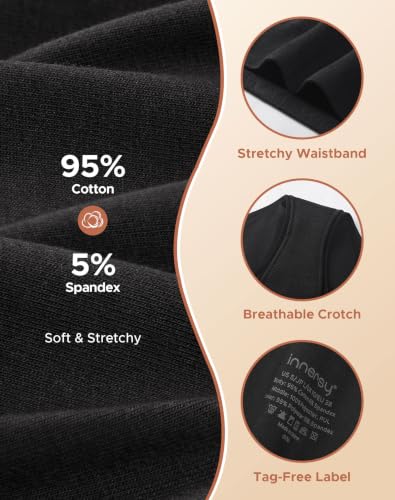 INNERSY Women's Period Underwear Heavy Flow Leakproof Panties,Black,M - color: Black, size: Medium