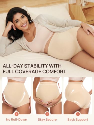 Summer Mae Maternity Underwear 76% Rayon Made from Bamboo Soft Breathable - color: 2 Black,2 Skin,1 Beige-5 Pc, size: Medium