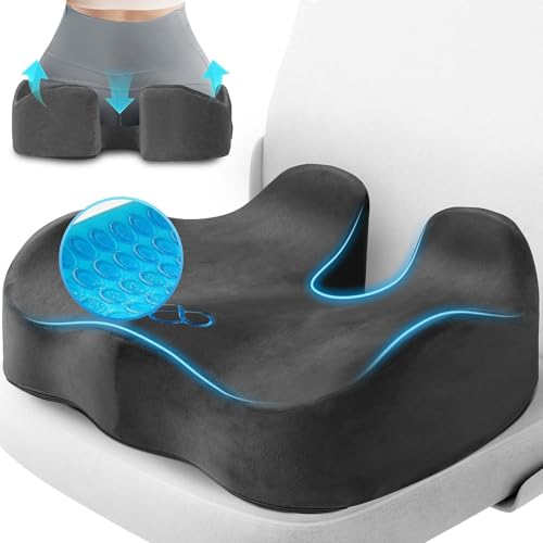 CushyOasis Seat Cushion, Gel Memory Foam Office Chair Cushions, (Grey) - color: Grey, size: Large