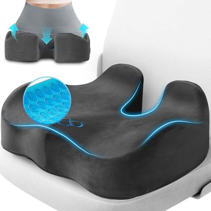 CushyOasis Seat Cushion, Gel Memory Foam Office Chair Cushions, (Grey) - color: Grey, size: Large
