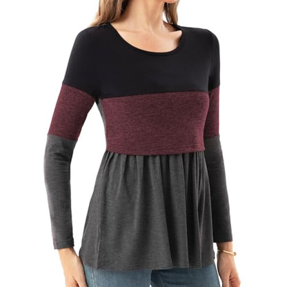Bearsland Women’s Scoop Neck Nursing Top - color: Barn Red, size: X-Large