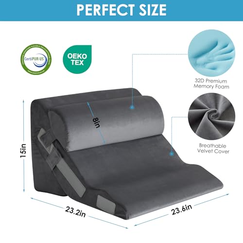 MEGCXIT Wedge Pillow Set for After Surgery, Bed Wedge, 3PCS, Grey - color: Grey, size: 3pcs