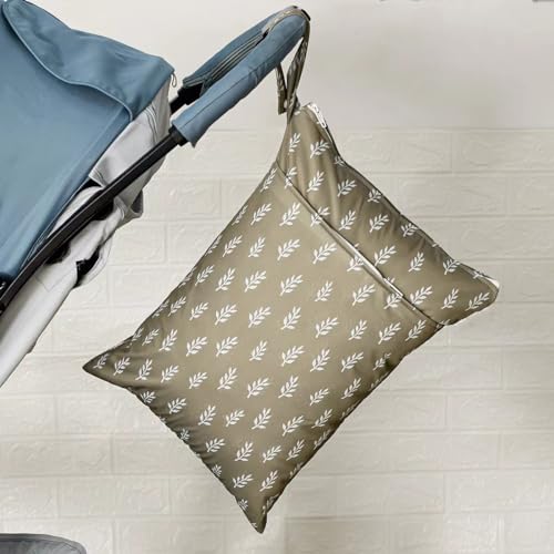 Waterproof Wet Dry Bags with Two Zippered Pockets and Handle - color: Green