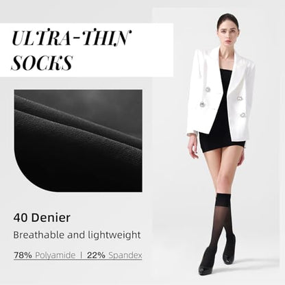 Compression Stockings for Women, 40D Knee High Compression Socks - color: Natural Nude+black, size: Large