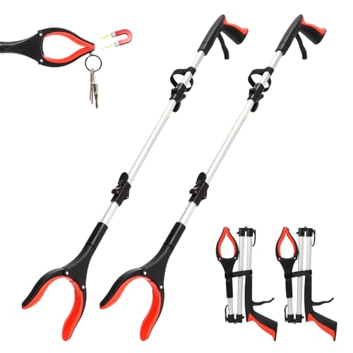 2-Pack Grabber Reacher Tool, 36" Foldable Trash Picker Upper - color: Orange