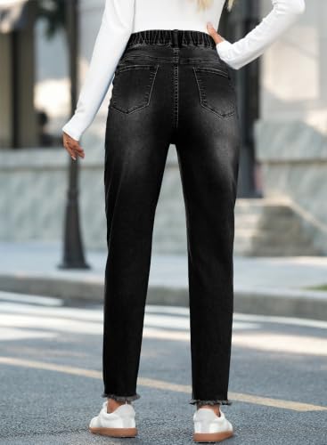 BLENCOT Womens Maternity Jeans High Waisted Pregnancy Denim Pants - color: Black Grey, size: Small