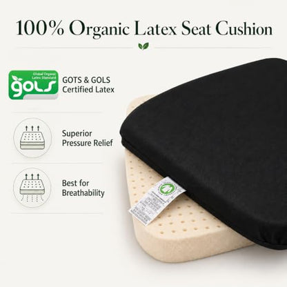 Organic Latex Seat Cushion 2" Soft, Black Cover, 1-Pk - color: Black Cotton Cover, size: 2" Soft