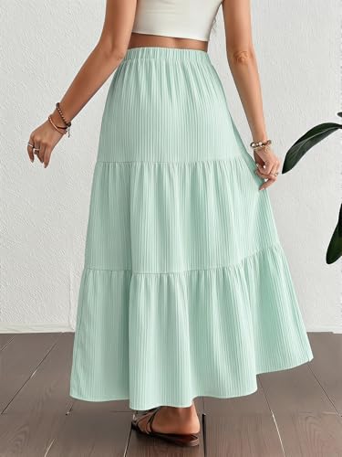 MakeMeChic Women's Maternity Ruffle Maxi Skirt - color: Green, size: X-Small