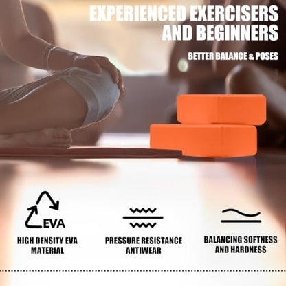 Septo 2 Pcs Yoga Blocks, 9x6x3 Inch Foam Blocks for Pilates - color: Orange