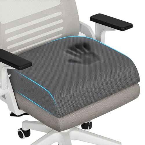 TranquilRelax XL Memory Foam Seat Cushion for Office Chair, 3.35-Inch, Gray - color: Gray, size: X-Large