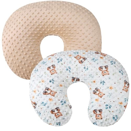 Dot Nursing Pillow Cover Set 2 Pack Compatible with Boppy Pillow - color: Light Coffee & Bear