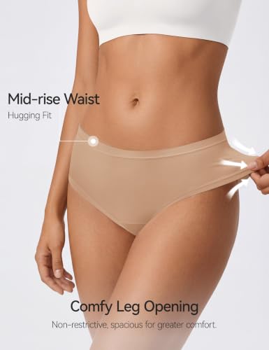 NIASOUL Women's Modal Underwear Seamless Soft Full Coverage Panties Briefs - color: 4p-skin, size: Large