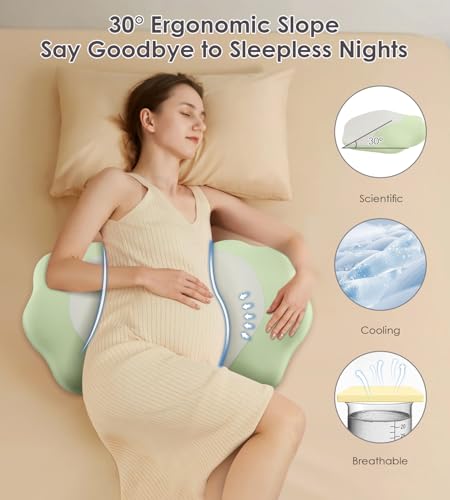DONAMA Pillow for Sleeping Memory Foam Pregnancy Pillow for Side Sleepers - color: Green