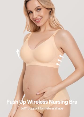 HBselect Nursing Bras for Breastfeeding 3 Pack Women Maternity Jelly Bras - color: D: 3pack(black/Nude/Pink), size: Large