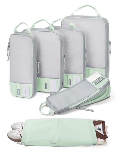 BAGSMART Compression Packing Cubes for Travel Essentials - color: Lime Cream, size: Set of 6
