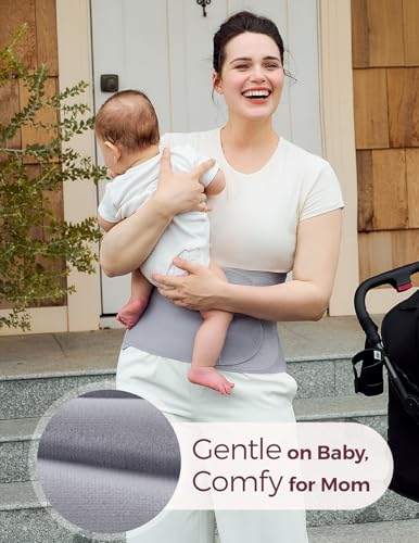Momcozy Ergowrap Petite Belly Binder, 3D Lifting & Ergonest Back Support - color: 9" / Gray, size: X-Large