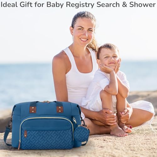 Tenot Diaper Bag Tote, Baby Bags with Pacifier Case Blue - color: Blue, size: Medium