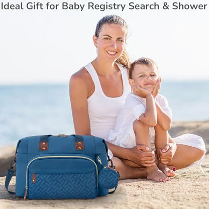 Tenot Diaper Bag Tote, Baby Bags with Pacifier Case Blue - color: Blue, size: Medium