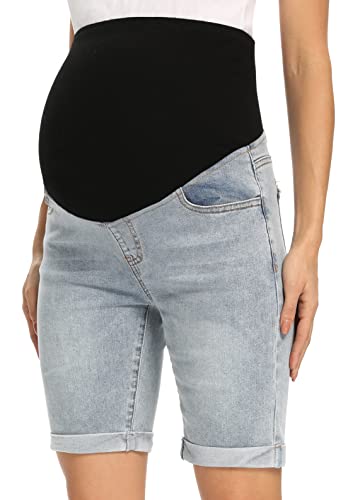 Foucome Women's Materntiy Bermuda Jean Shorts - color: 44# Blue, size: Small