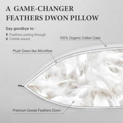 DWR Goose Feather Down Body Pillow with Silver Gray Pillowcase, 20x54 - size: Body Pillow & Protector