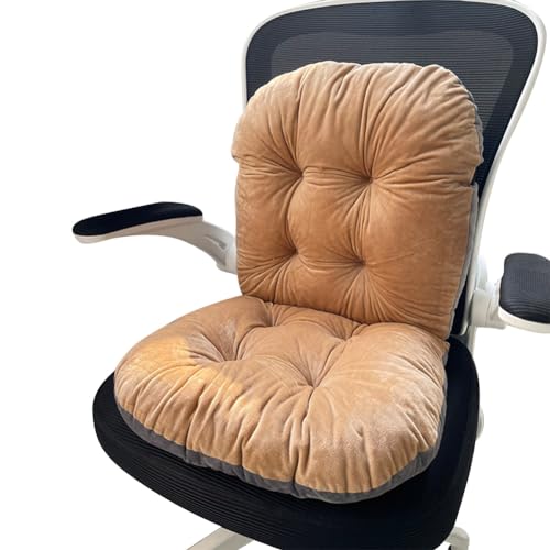 Office Chair Cushion Desk Seat Pad with Back Support for Dorm Chairs - color: Light Orange