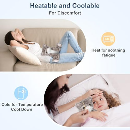 SuzziPals Heatable & Coolable Grey Cat Plush Heating Pad for Kids & Women - style: Gray Cat