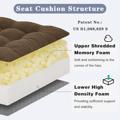 baibu Memory Foam Recliner Cushion with Lumbar Pillow, 20 x 20 x 5 in,Brown - color: Brown