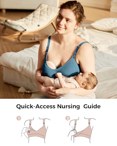 Momcozy Hands-Free Pumping Bra, Breathable Tencel™ Fabric Breast Pump Bra - color: Oyster Pink, size: Medium