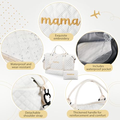 Dansydaisy Mama Hospital Bag for Women Labor Delivery,White - color: White, style: Mama
