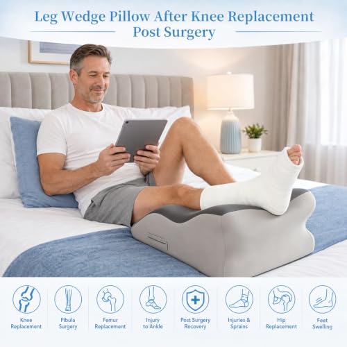 Leg Elevation Pillow, Adjustable Height for After Surgery, Grey - color: Gray