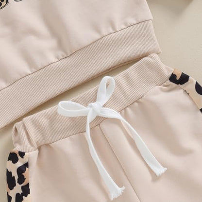 Kupretty Baby Girl Clothes Mama's Mini Sweatshirt Pants Set - color: Khaki, size: 2-3T