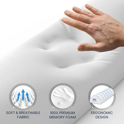 Everlasting Comfort Under Knee Pillow for Back Sleeping - Memory Foam Half Moon Leg Bolster Pillow for Back Pain, Thoracic Support (Pack of 2) - size: Standard (Pack of 2)