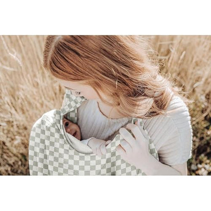 Konssy Muslin Nursing Cover Up for Breastfeeding with Rigid Hoop - color: Green Plaid