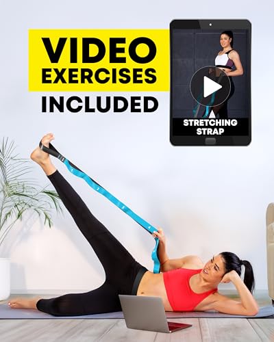 Stretching Strap with Loops, Non Elastic Stretch Band for Physical Therapy - color: blue