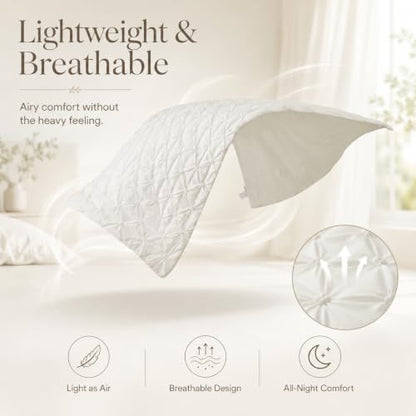 Amélie Home Elegant Pintuck Cooling Comforter King Size, Pearl White - color: Pearl White, size: King/Cali King (106''x90'')