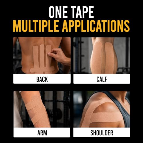 Precut Kinesiology Tape with Tin, 40 Strips 2"×10", Nude - color: Nude (Skin)
